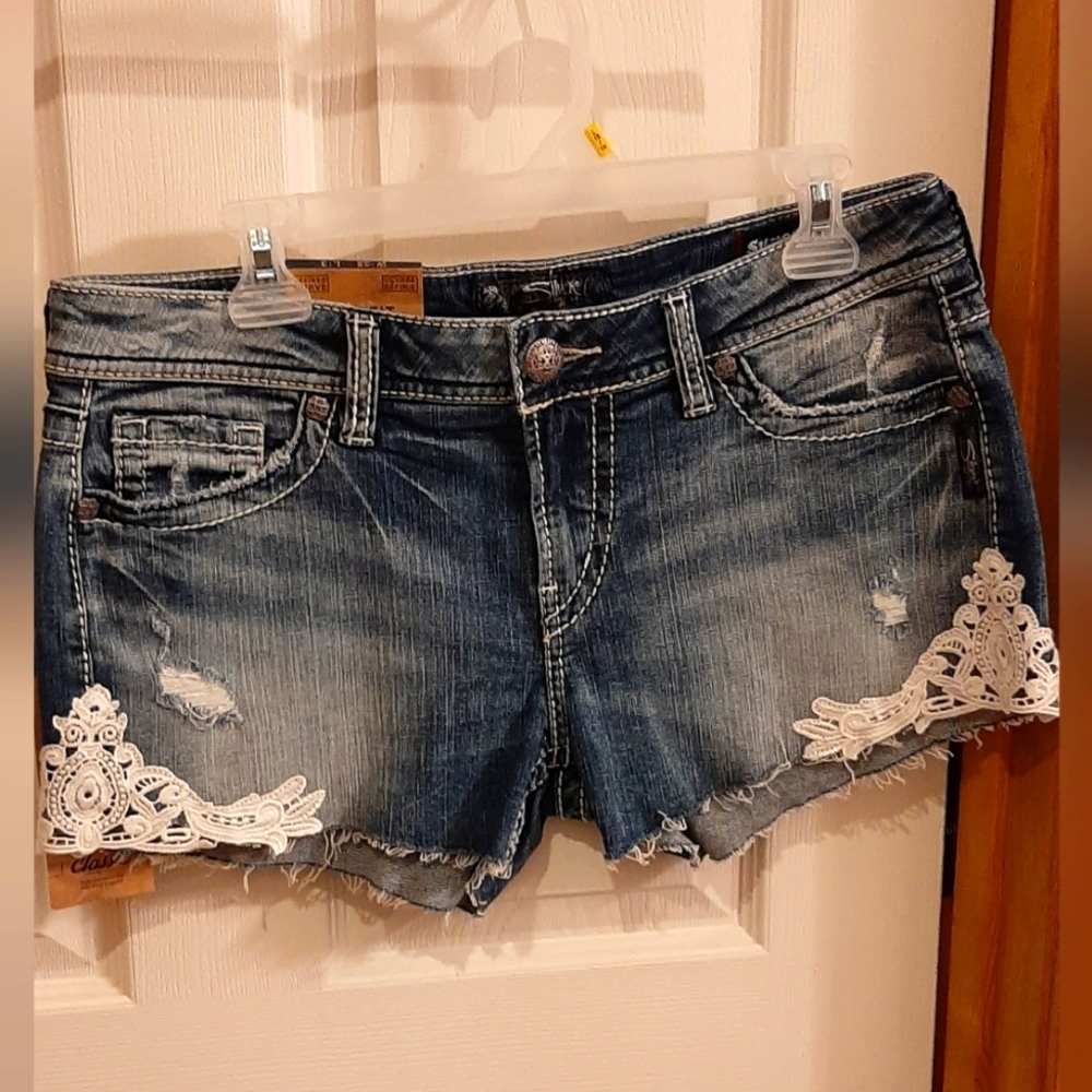 Silver jean shorts